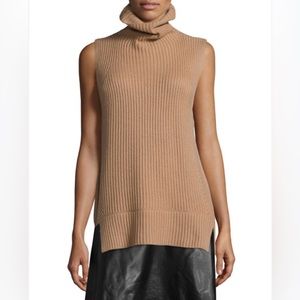 Vince Women Sleeveless Ribbed Turtleneck Sweater Tunic Wool Cashmere Sz XS Heavy